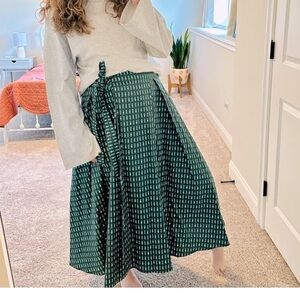 Weekend MaxMara Green Printed Cotton Maxi Skirt Medium